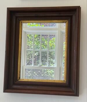 Early 20th Century American Walnut Wood With Gold Gilt Framed Wall Mirror